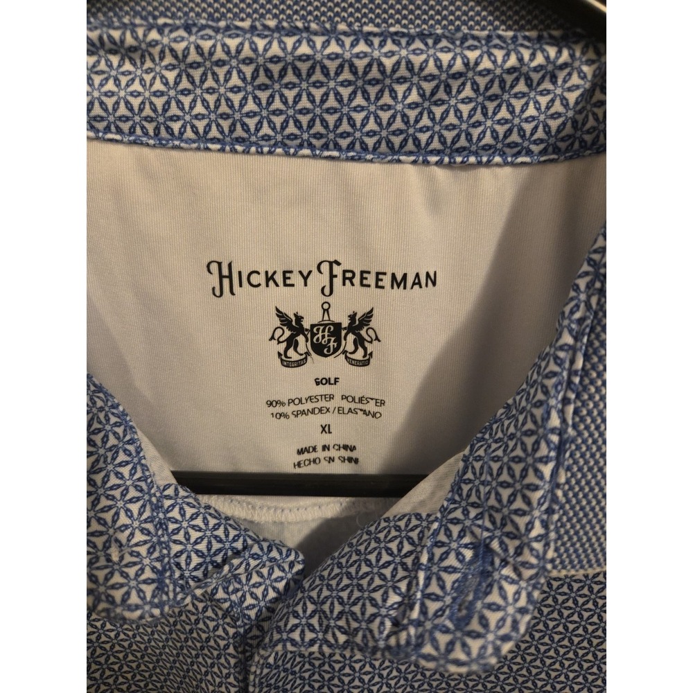 Hickey Freeman Golf Mens XL Polo Shirt Blue White Martini‎ Wine Cocktail Stretch - Picture 2 of 8